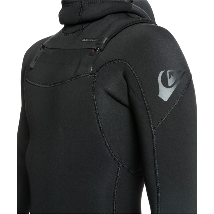 2024 Quiksilver Junior Everyday Sessions 4/3mm Chest Zip Con Capucha Neopreno EQBW203007 - Black